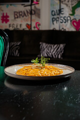 Delicious and hot porridge for breakfast