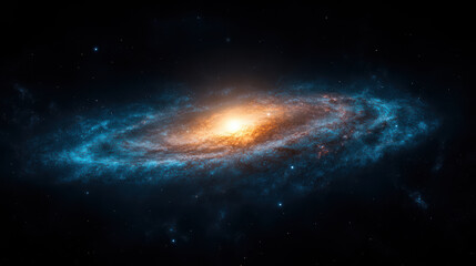 stunning view of spiral galaxy with vibrant orange and blue hues, showcasing cosmic beauty and