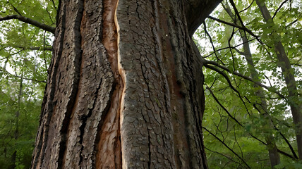 Fototapeta premium A massive, centuries-old tree trunk with a wide base and sprawling branches reaching toward the sky.