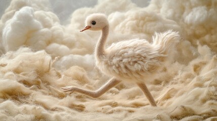 Obraz premium Art Handcrafted Felt Moment Visible Beige Chick Aesthetic.