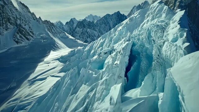 Aerial View of a Glacial Valley in the Mountains