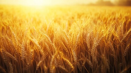 Golden wheat field at sunset