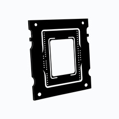 Digital CPU Silhouette Technology Background Design Element Vector Illustration