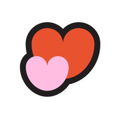 Black line icon set cut heart