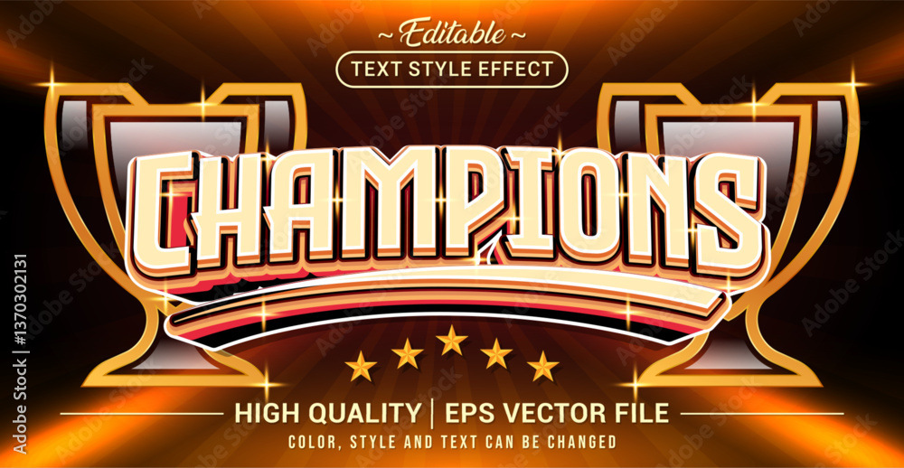 Poster editable text style effect - champions text style theme. vector text style illustration template.