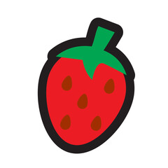 Black line icon set cut strawberry fruit