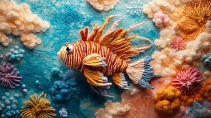 Art Handcrafted Felt Scene Background Wool Charm. Among