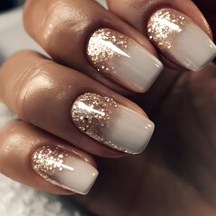 Obraz premium Glam Glitter Ombre Nails in Rose Gold and Silver 