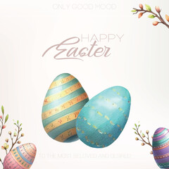 Set of watercolor Easter eggs – vector clipart