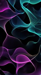 Fototapeta premium Abstract vector background with wavy lines and shapes in blue, purple, and green colors, phone wallpaper