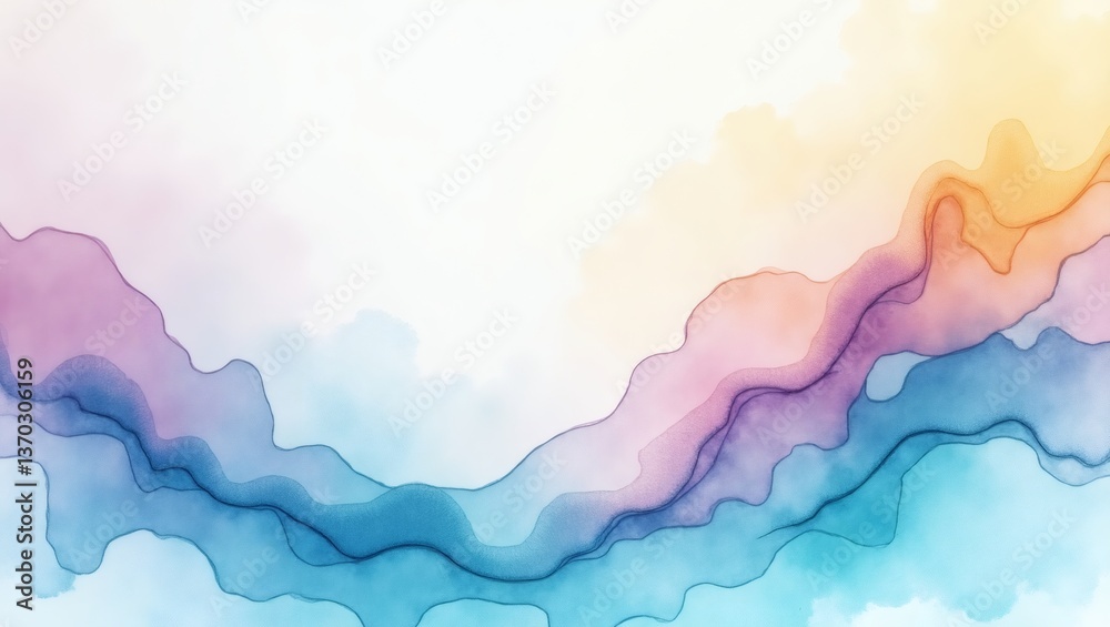 Poster an abstract watercolor background, featuring flowing colors and delicate textures. The image showcases soft hues and artistic expression