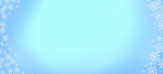 arrière-plan abstrait bleu avec des flocon de neige autour en format bannière