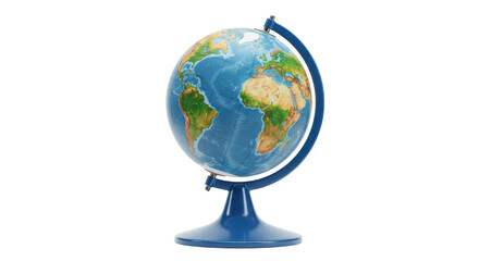 Isolated Vivid Blue World Globe on Stand for Educational Purposes