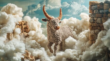 Obraz premium Art Handcrafted Felt Moment Stone Wall Grey Atmosphere.