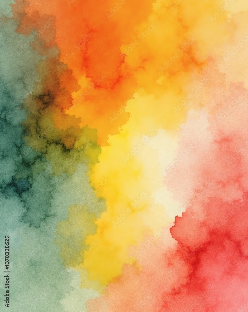 Poster a vibrant and colorful abstract image resembling a watercolor painting. the image has soft, blurred 