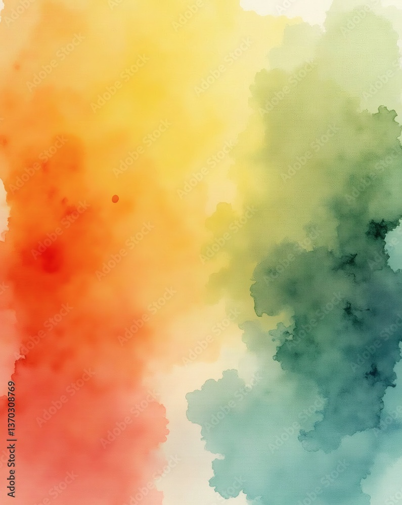 Poster a vibrant and colorful watercolor splash with gradients and splashes creating a bright and cheerful effect
