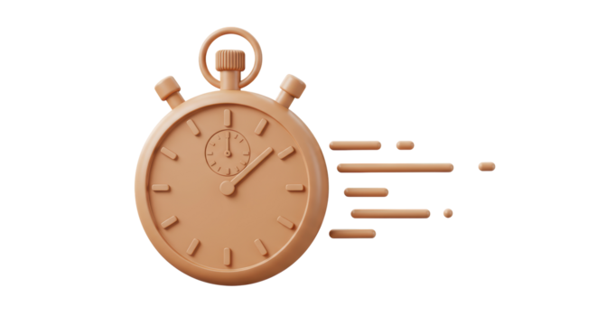 Isolated Fast Moving 3D Stopwatch Symbol of Speed and Time