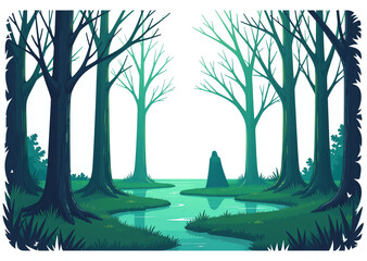 静寂の森に立つ影法師