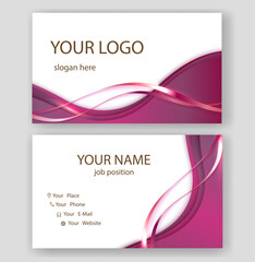 Modern business card template design. Pink elements on white background.