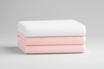 Stacked Soft Towels in White and Pink