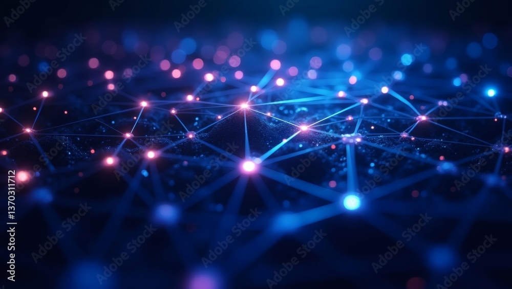 Aufkleber an abstract representation of a connected network, glowing with energy and interconnected nodes. Lines of data flow, suggesting the flow of information.