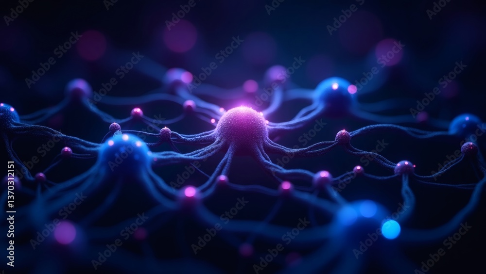 Poster an illustration of interconnected neurons in a complex network