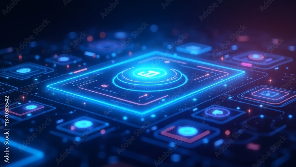 Poster a glowing circuit board design representing technology and interconnectedness. the digital elements 