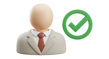 Isolated Person Icon with Checkmark Symbolizing Verification