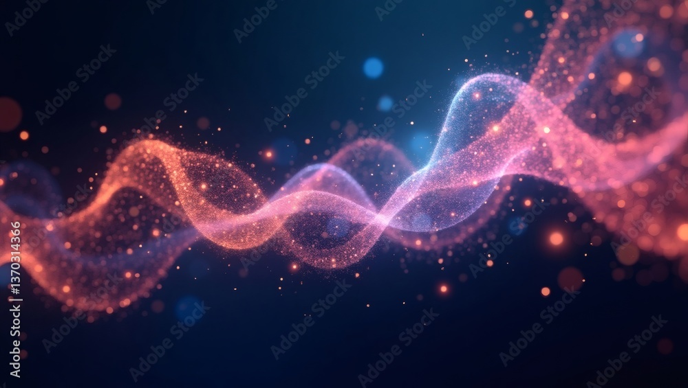 Poster Abstract digital wave pattern, ideal for technology and science backgrounds. Dynamic and visually appealing, with a sense of movement and energy.