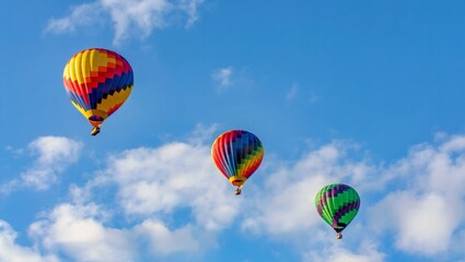 Naklejka premium Colorful hot air balloons flying in blue sky