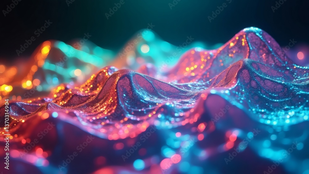 Aufkleber an abstract digital visualization of colorful, flowing data streams