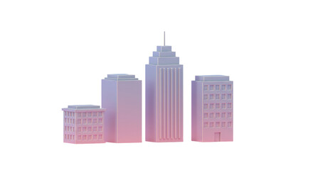 Fototapeta premium Isolated Group of Modern City Buildings in Pastel Colors, Urban Landscape