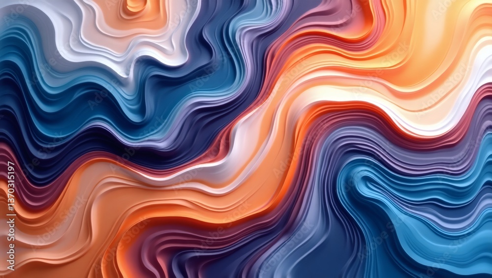 Aufkleber abstract fluid art with vibrant colors and wavy patterns. the artwork is an eye-catching display of 