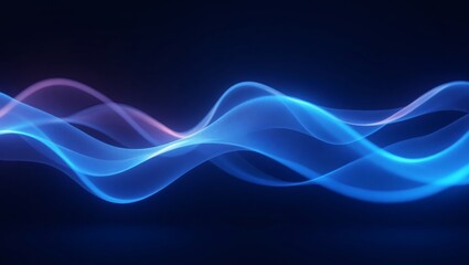 Fototapeta premium a glowing, abstract design of flowing, undulating wave-like forms in shades of blue and purple. The image evokes a sense of energy, motion, and fluidity, creating a visually captivating experience
