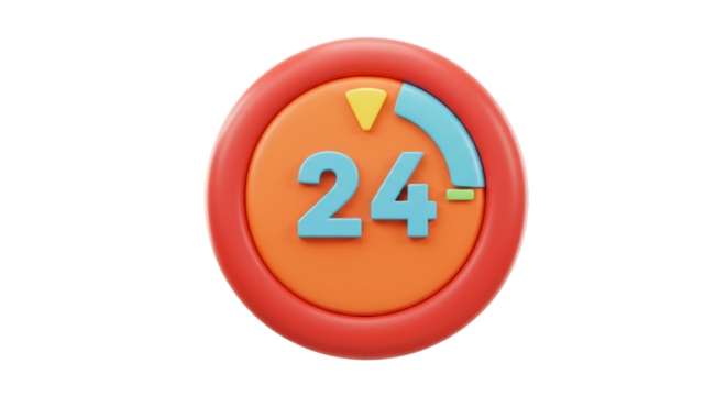 Isolated 24 Hours Icon, Round the Clock Availability - Powered by Adobe