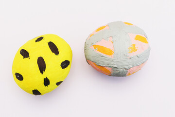 Abstract Easter still life of decorative eggs.