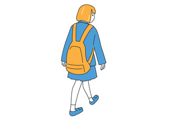 大きなリュックを背負った女子生徒の後ろ姿