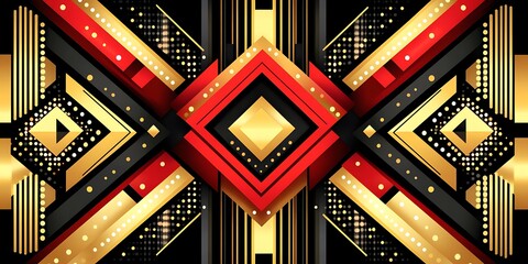 Geometric Gold & Red Design Background
