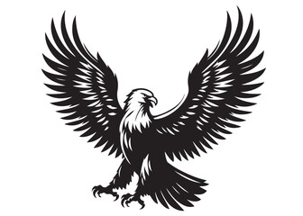 Obraz premium eagle flying logo silhouette vector, eagle logo icon silhouette, bald eagle silhouette, black american eagle flying logo silhouette, flying eagle bird silhouette isolated on white background