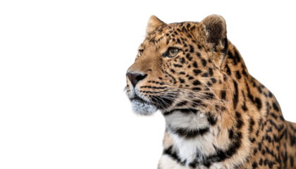 Amur Leopard Isolated On PNG Transparent and White Background 
