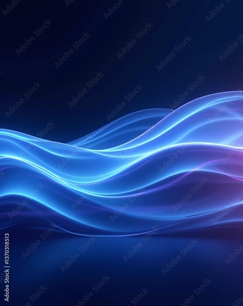 Poster abstract blue waves that create a sense of movement and energy. the curves flow smoothly against the