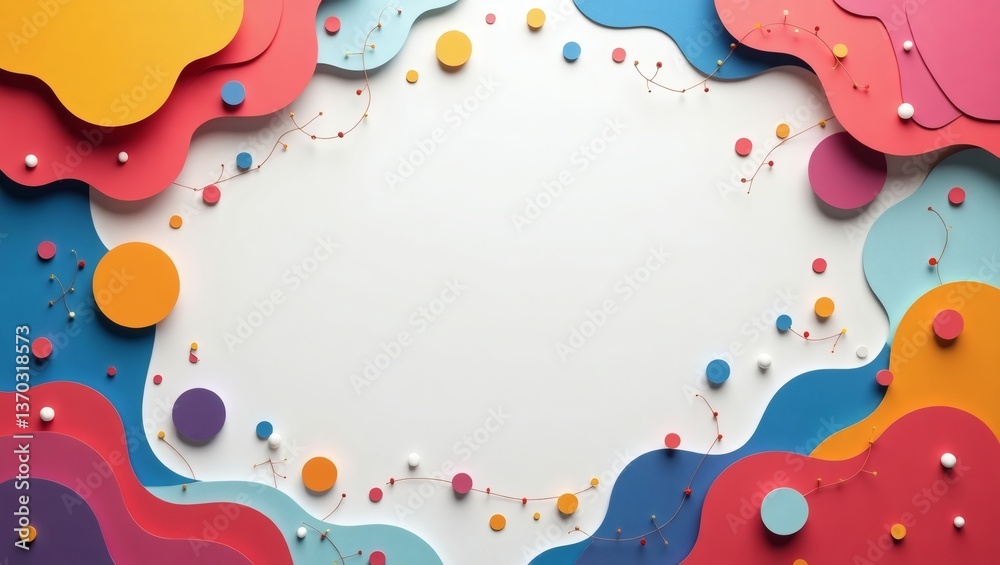 Poster Abstract layered colorful design with space in the middle 