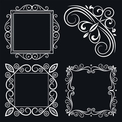Elegant vintage black and white floral frame with ornamental design and gold accents.