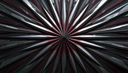 Obraz premium Abstract metallic spikes burst background red gray industrial design modern futuristic architecture 3D render illustration