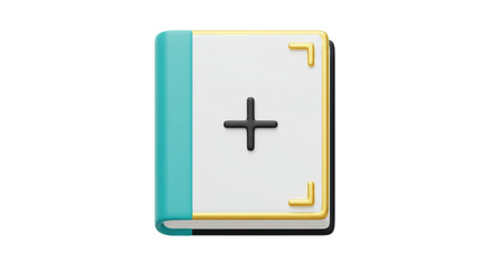 Fototapeta premium Isolated 3D Render of a Book Icon with a Plus Sign