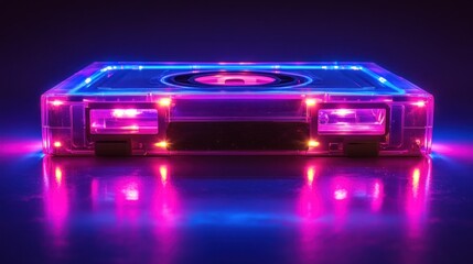 Neon Cassette Tape: Retro Futuristic Glow