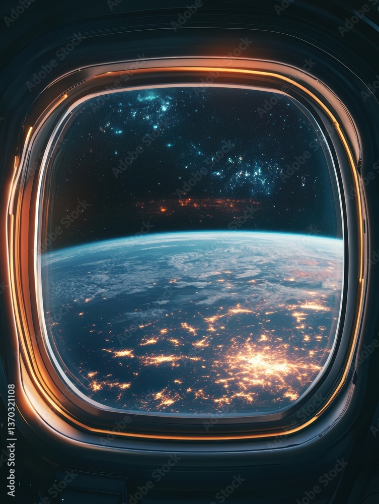 Poster experience breathtaking views of a vibrant exoplanet from a futuristic space shuttle window during d