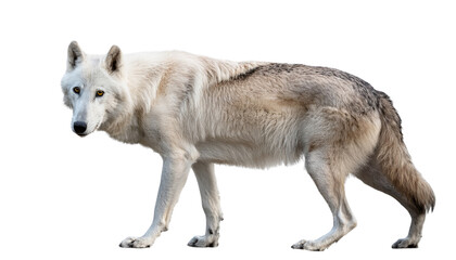 Obraz premium Arabian Wolf Isolated On PNG Transparent and White Background 