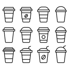 
Illustration showing a set of black coffee cup icon on a white background