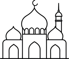 Obraz premium Mosque Line Art Vector